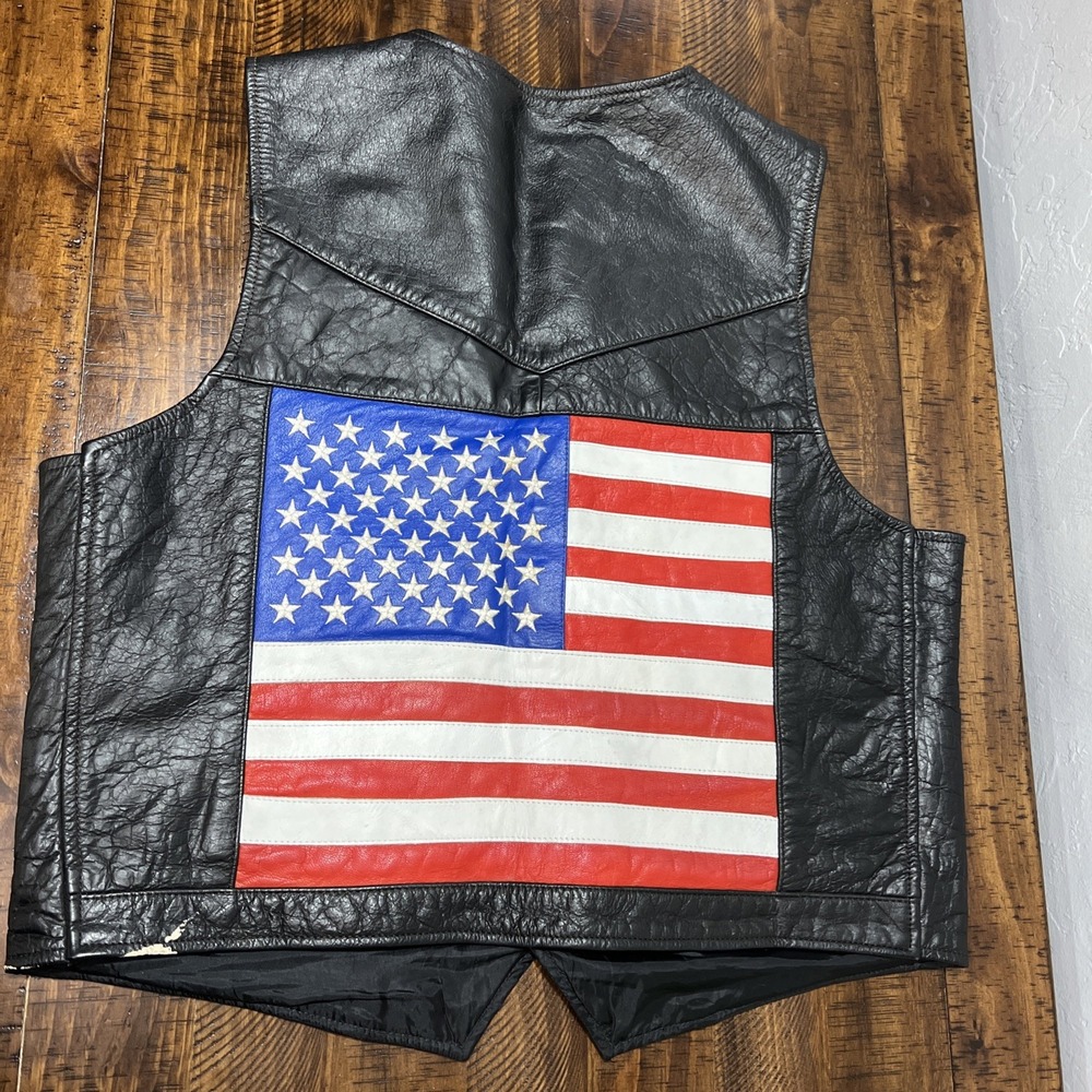Leather Gallery Mens Biker Vest Black Snap Front Western Yoke Motorcycle Size 2X